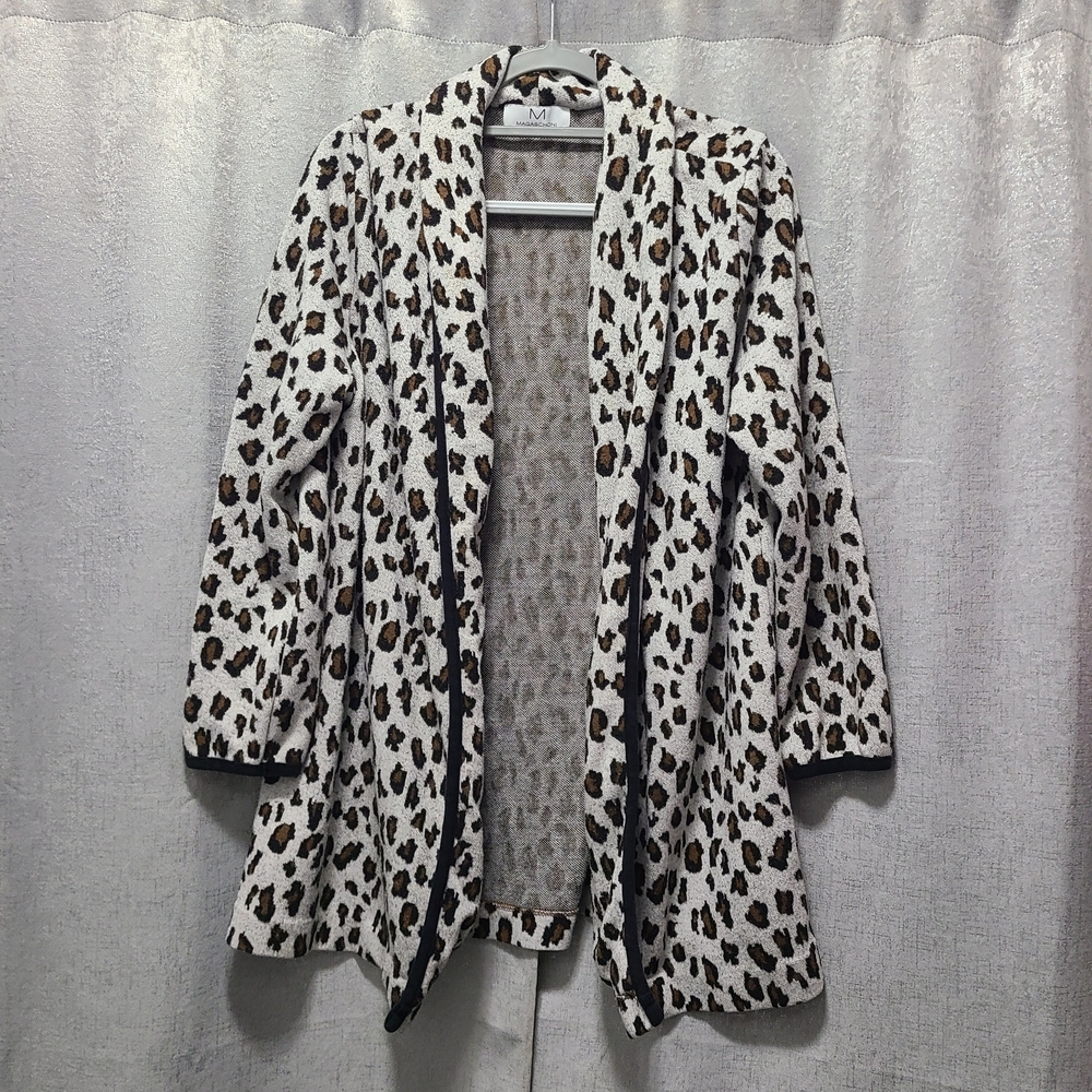 Magaschoni Animal Print Open Cardigan - Black and‎ Brown